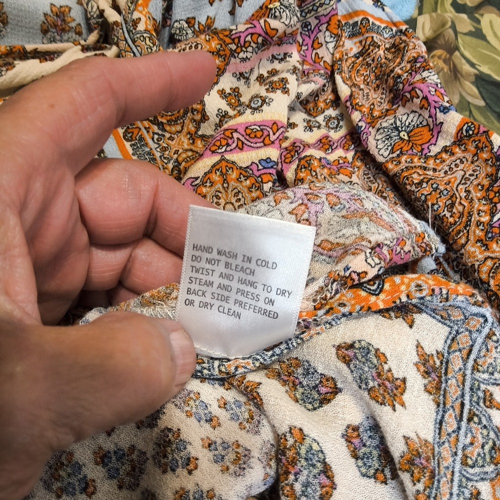 Boho Patchwork V-Neck Blouse In Soft Neutrals - image 4